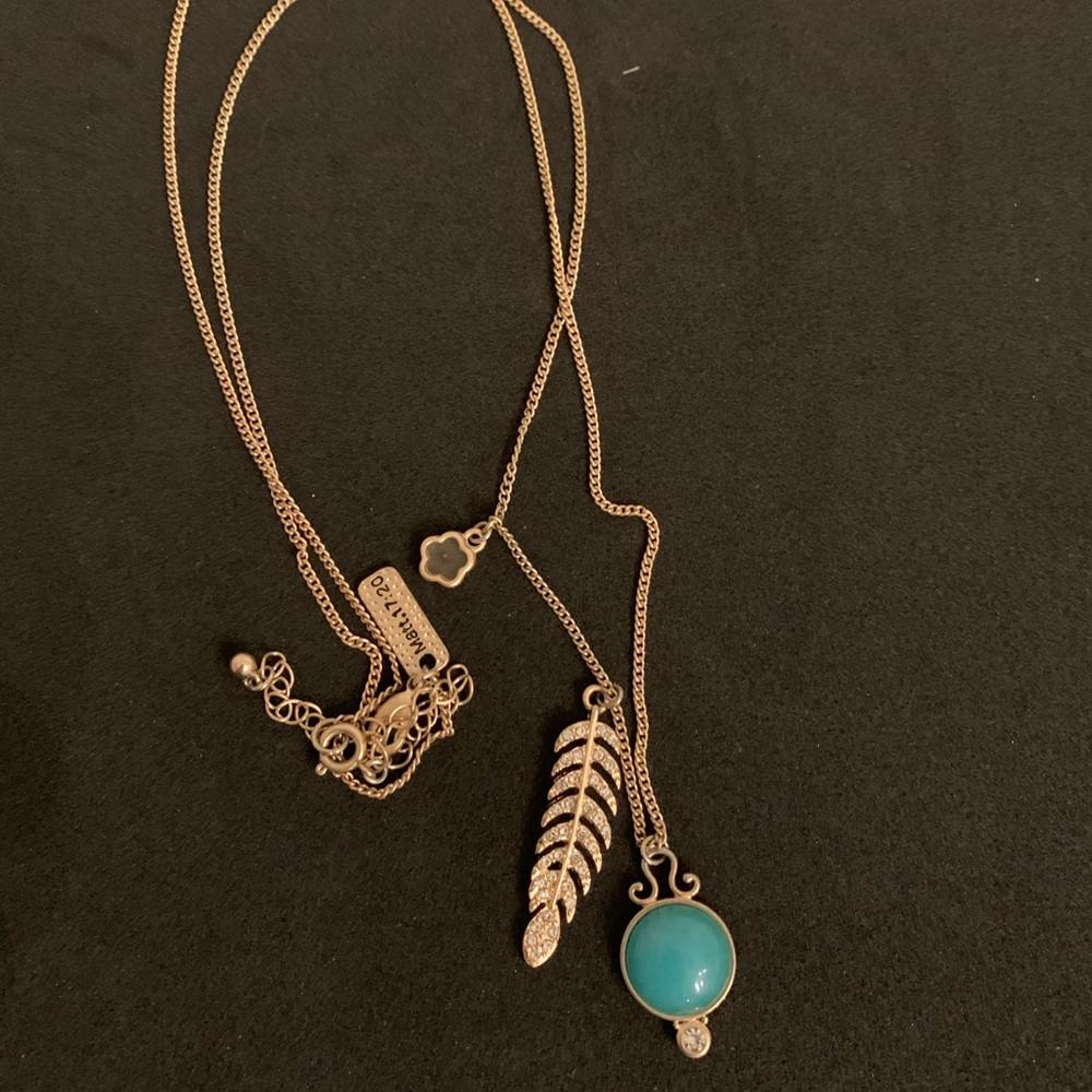 Turquoise and feather necklace